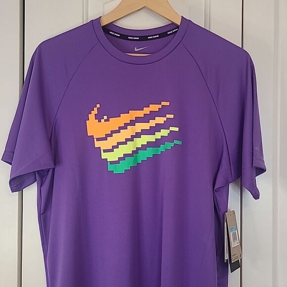 Nike Men Digi Swoosh Short Sleeve Hydroguard Purple Size M - Picture 3 of 14